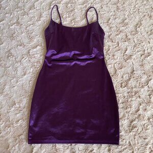 Windsor Womens Small Satin Mini Dress Purple Bodycon Spaghetti Strap